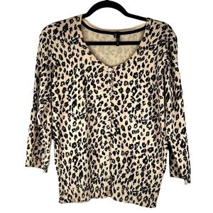 Maurices Black & Tan Leopard Knit Button Down Classic Cardigan Size Medium